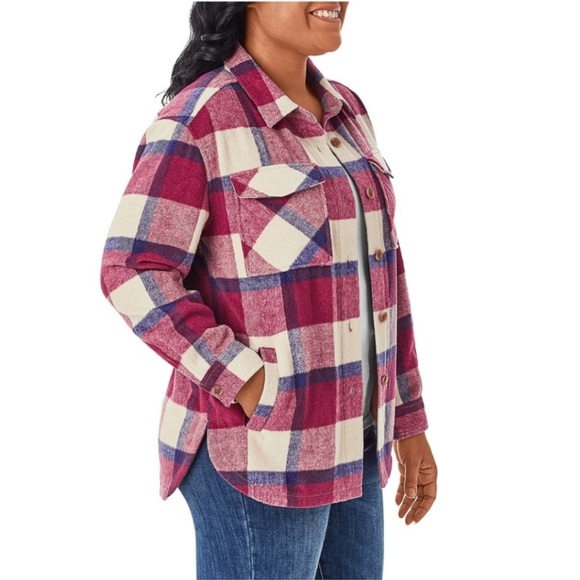 🩷💜💙🤍 NWT Members
Mark Pink Plaid Perfect Shacket (XL) Button Down Wool Blend - Picture 4 of 12